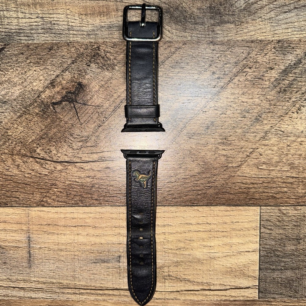RARE Coach Black Leather Rexy Apple Watch Strap 42mm